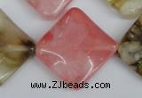 CCY227 15.5 inches 26*26mm wavy diamond volcano cherry quartz beads