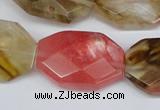 CCY231 15.5 inches 20*30mm faceted octagonal volcano cherry quartz beads