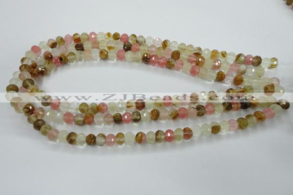 CCY401 15.5 inches 6*8mm faceted rondelle volcano cherry quartz beads