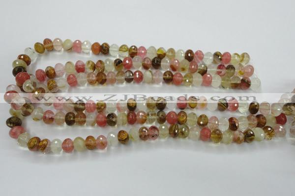 CCY402 15.5 inches 7*10mm faceted rondelle volcano cherry quartz beads