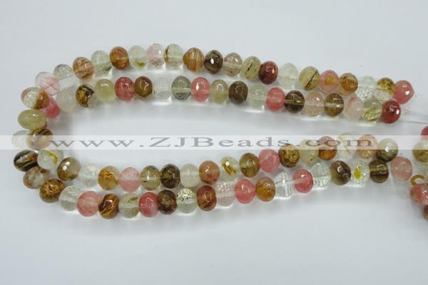 CCY403 15.5 inches 9*12mm faceted rondelle volcano cherry quartz beads