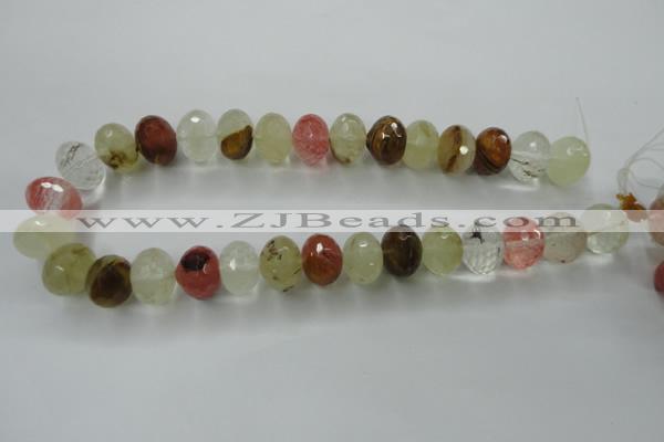 CCY405 15.5 inches 14*18mm faceted rondelle volcano cherry quartz beads