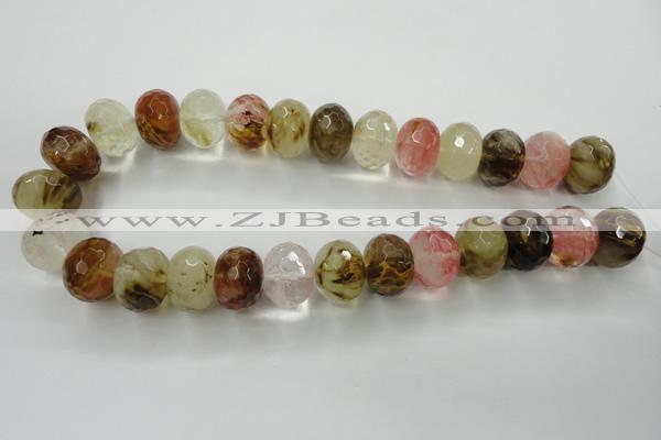 CCY406 15.5 inches 15*20mm faceted rondelle volcano cherry quartz beads