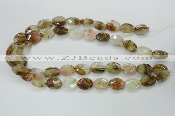 CCY418 15.5 inches 13*18mm faceted oval volcano cherry quartz beads