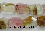 CCY432 15.5 inches 13*18mm faceted rectangle volcano cherry quartz beads