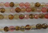 CCY501 15.5 inches 6mm faceted round volcano cherry quartz beads