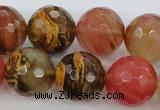 CCY508 15.5 inches 20mm faceted round volcano cherry quartz beads