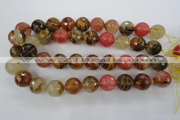 CCY508 15.5 inches 20mm faceted round volcano cherry quartz beads
