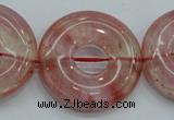 CCY56 15.5 inches 30mm donut cherry quartz beads wholesale