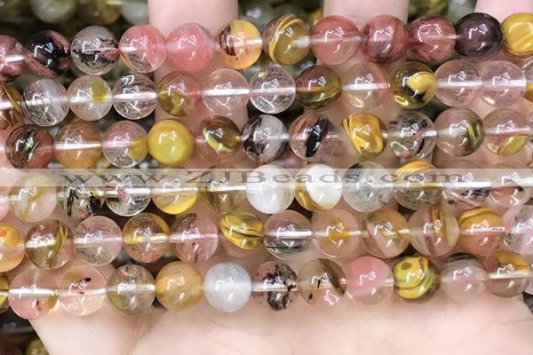 CCY642 15.5 inches 8mm round volcano cherry quartz beads