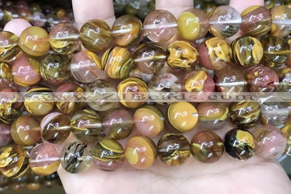 CCY645 15.5 inches 14mm round volcano cherry quartz beads