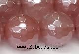 CCY668 15 inches 12mm faceted round AB-color cherry quartz beads