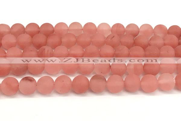 CCY673 15 inches 10mm round matte cherry quartz beads