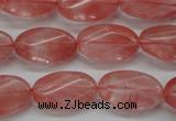 CCY70 15.5 inches 12*20mm twisted oval cherry quartz beads wholesale