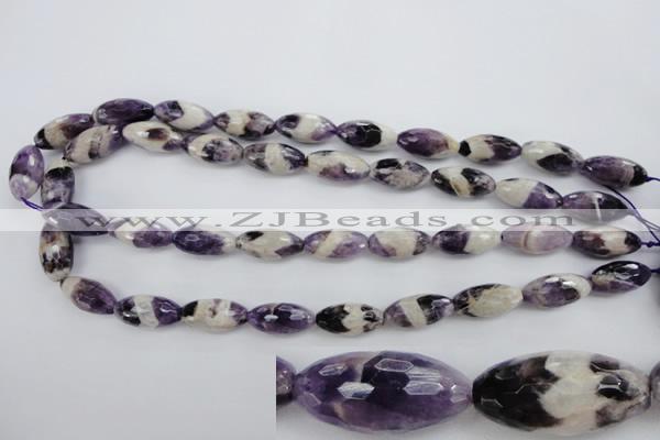 CDA28 15.5 inches 10*20mm faceted rice dogtooth amethyst beads