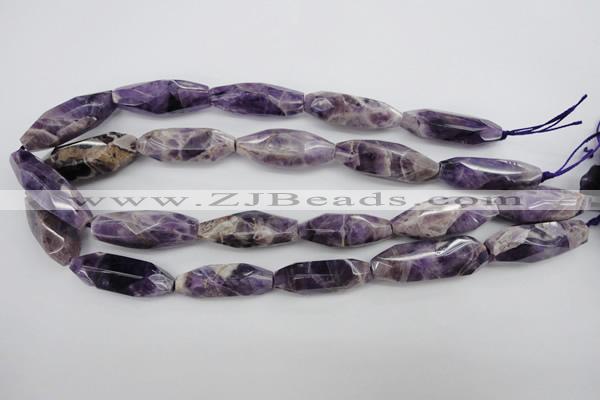 CDA29 15.5 inches 12*30mm – 13*36mm faceted rice dogtooth amethyst beads