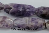 CDA30 15.5 inches 15*38mm – 16*40mm faceted rice dogtooth amethyst beads