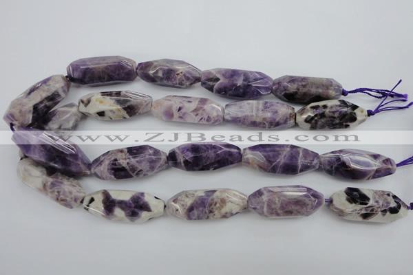 CDA30 15.5 inches 15*38mm – 16*40mm faceted rice dogtooth amethyst beads