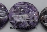 CDA318 15.5 inches 40mm flat round dyed dogtooth amethyst beads