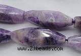 CDA335 15.5 inches 14*35mm faceted rice dyed dogtooth amethyst beads