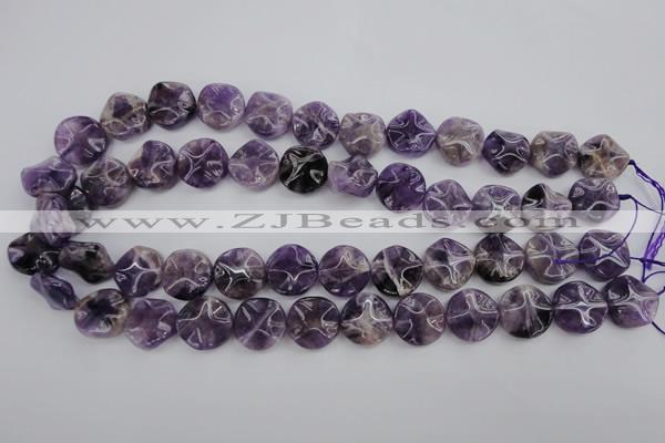 CDA37 15.5 inches 16mm wavy coin dogtooth amethyst beads