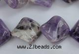 CDA39 15.5 inches 16*16mm twisted diamond dogtooth amethyst beads