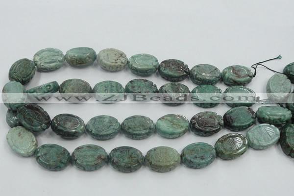 CDB14 15.5 inches 18*25mm carved oval natural new dragon blood jasper beads