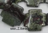 CDB225 15.5 inches 25*25mm cross natural dragon blood jasper beads