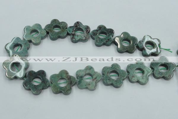 CDB26 15.5 inches 30*30mm flower natural new dragon blood jasper beads