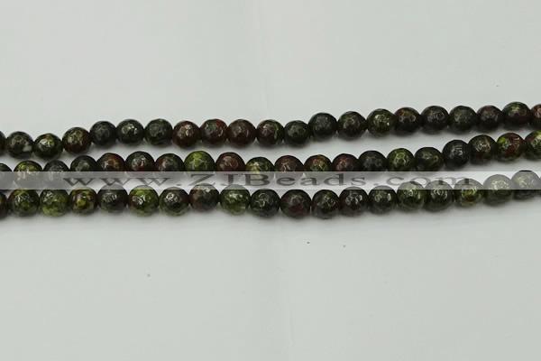 CDB310 15.5 inches 4mm faceted round dragon blood jasper beads