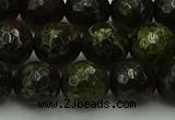 CDB314 15.5 inches 12mm faceted round dragon blood jasper beads