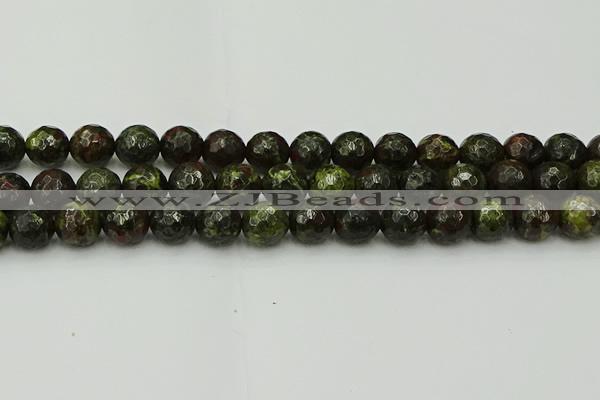 CDB315 15.5 inches 14mm faceted round dragon blood jasper beads