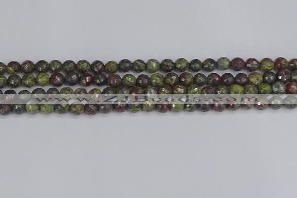CDB321 15.5 inches 6mm faceted round dragon blood jasper beads