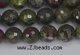 CDB322 15.5 inches 8mm faceted round dragon blood jasper beads