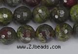 CDB323 15.5 inches 10mm faceted round dragon blood jasper beads