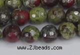 CDB331 15.5 inches 10mm faceted round A grade dragon blood jasper beads