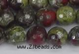 CDB332 15.5 inches 12mm faceted round A grade dragon blood jasper beads