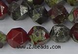 CDB338 15.5 inches 10mm faceted nuggets dragon blood jasper beads