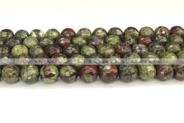 CDB352 15 inches 10mm faceted round dragon blood jasper beads