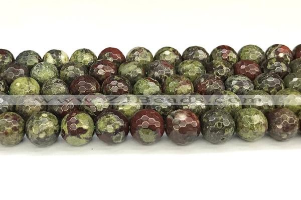 CDB353 15 inches 12mm faceted round dragon blood jasper beads