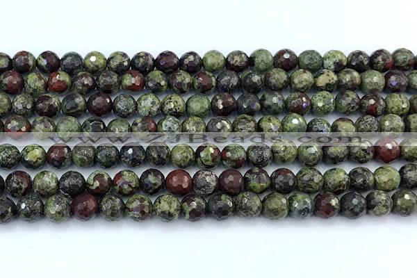 CDB355 15 inches 6mm faceted round dragon blood jasper beads