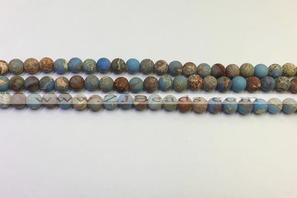 CDE1030 15.5 inches 4mm round matte sea sediment jasper beads