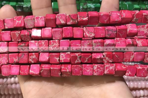 CDE1112 15.5 inches 8*8mm cube sea sediment jasper beads