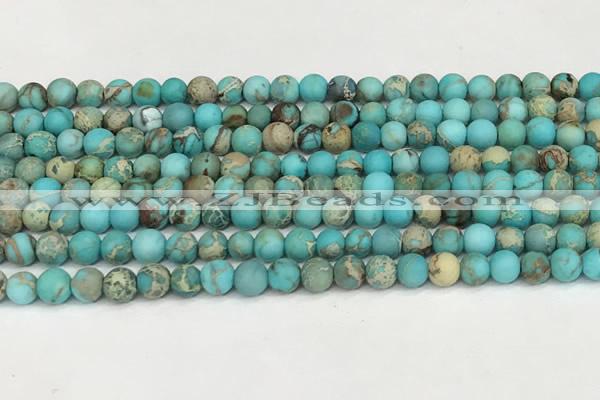 CDE1376 15.5 inches 4mm round matte sea sediment jasper beads