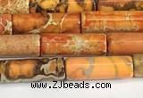 CDE1420 15.5 inches 4*13mm tube sea sediment jasper beads wholesale