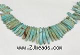 CDE1461 Top drilled 5*15mm - 6*45mm sticks sea sediment jasper beads