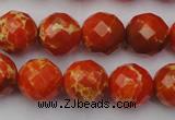 CDE2103 15.5 inches 12mm faceted round dyed sea sediment jasper beads