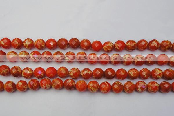 CDE2103 15.5 inches 12mm faceted round dyed sea sediment jasper beads