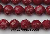 CDE2132 15.5 inches 10mm faceted round dyed sea sediment jasper beads