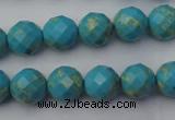 CDE2151 15.5 inches 8mm faceted round dyed sea sediment jasper beads